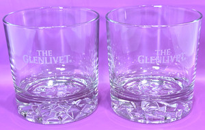 The Glenlivet Scotch Whisky Glasses Set of 2 Etched Crystal Rocks Tumblers 