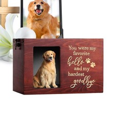 Memorial Pet Urns for Dogs Cats Ashes with Photo Wooden Urns Memory Box Keepsak