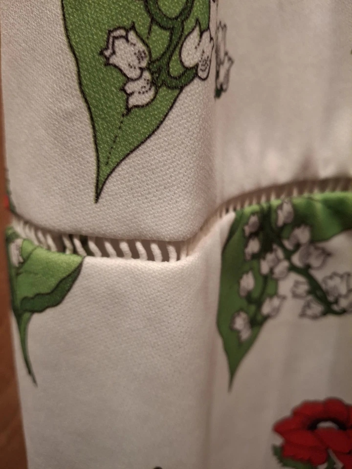 Maxi Vestido Sol Vintage Años 70 Alfreda S Verde Y Rojo Floral Sobre Poliéster Blanco  Foto 4 de 4