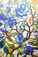 Window Privacy Film - Stained Glass Style Floral Window Clings for Home Decor U