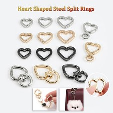 10PCS Heart Shaped Steel Split Rings Keyring Ring Findings Metal Spring Key Ring