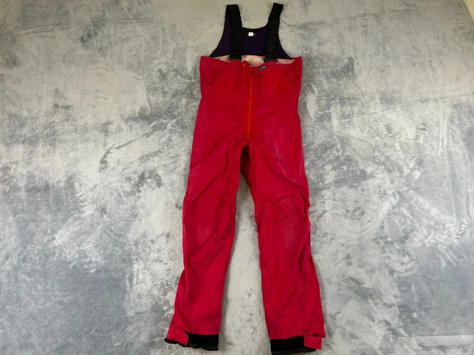 PATAGONIA HIGH VIS OFFSHORE BIBS PANTS MENS SMALL RED # 87362 100% NYLON