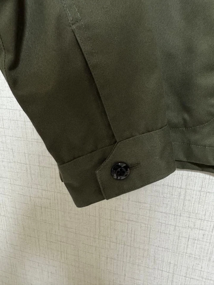 Ben Davis Khaki Work Jacket L Olive Zip Embroidered Logo Workwear - Image 4 of 4