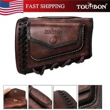TOURBON Leather Rifle Cheek Rest w/Side Pouch Shotgun Recoil Pad Buttstock Cover