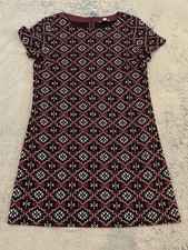 NWT Ann Taylor Loft Outlet Dress Women’s Medium Red Black Short Sleeve Geometric