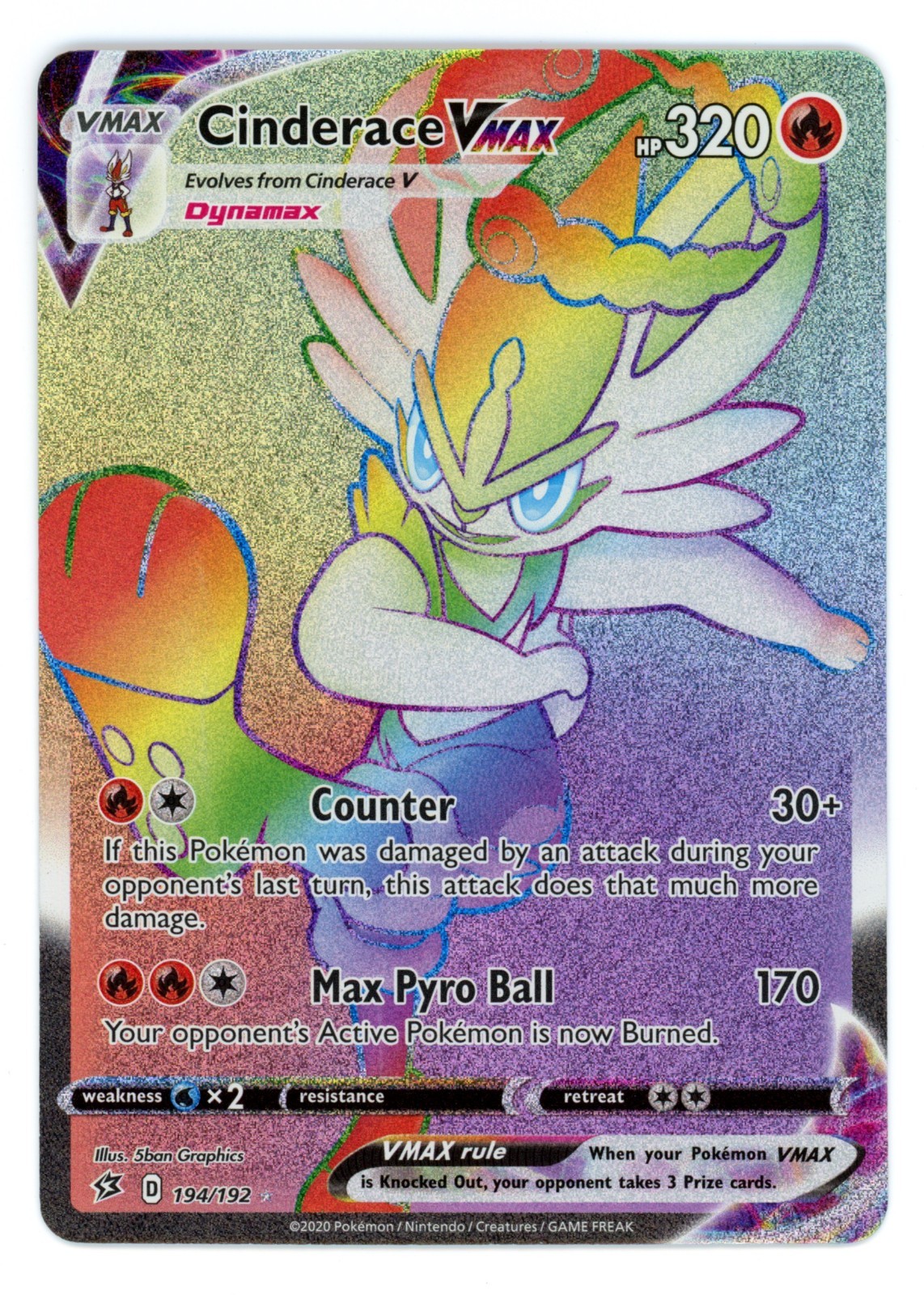 Pokémon TCG Cinderace VMax 194/192 - Rebel Clash - Near Mint/Mint