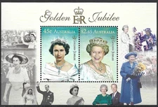 Australia - 50 Years Accession to the Throne Block 44 MNH 2002 Mi. 2109-2110