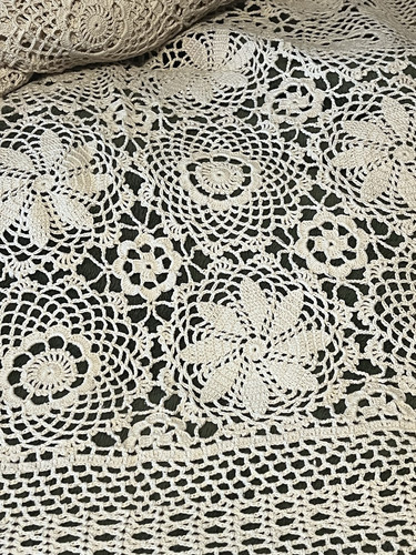 Nuevo Mantel Hecho a Mano Crochet Encaje, Rectangular 72" x 126" 100% Algodón, Beige - Imagen 2 de 5
