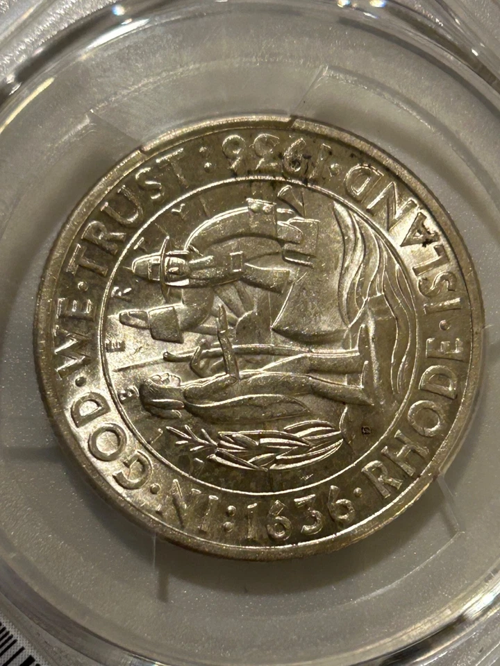 1936 D Rhode Island Silver Half Dollar PCGS MS64 Only 15k Minted/Gold Shield - Image 3 of 4