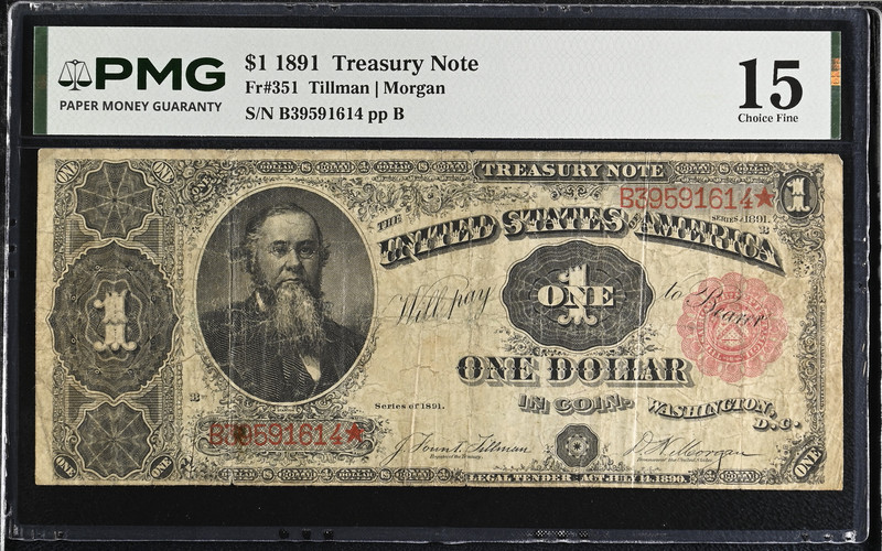 1891 One Dollar Treasury Note Tillman Morgan
