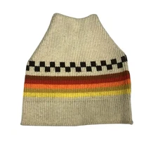 Vintage Wigwam Mills Ski Hat 100% Sayelle Orlon Acrylic Tan Stripes U.S.A. Retro