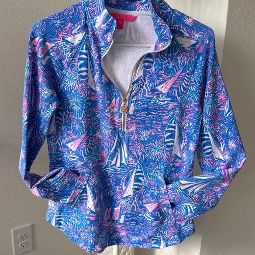 Lilly Pulitzer Blue and Pink Tropical Print Top image 4