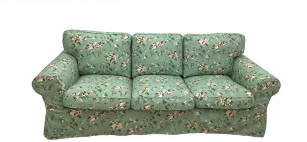 IKEA Ektorp 3-Seater Sofa Cover set green floral colour Custom Made