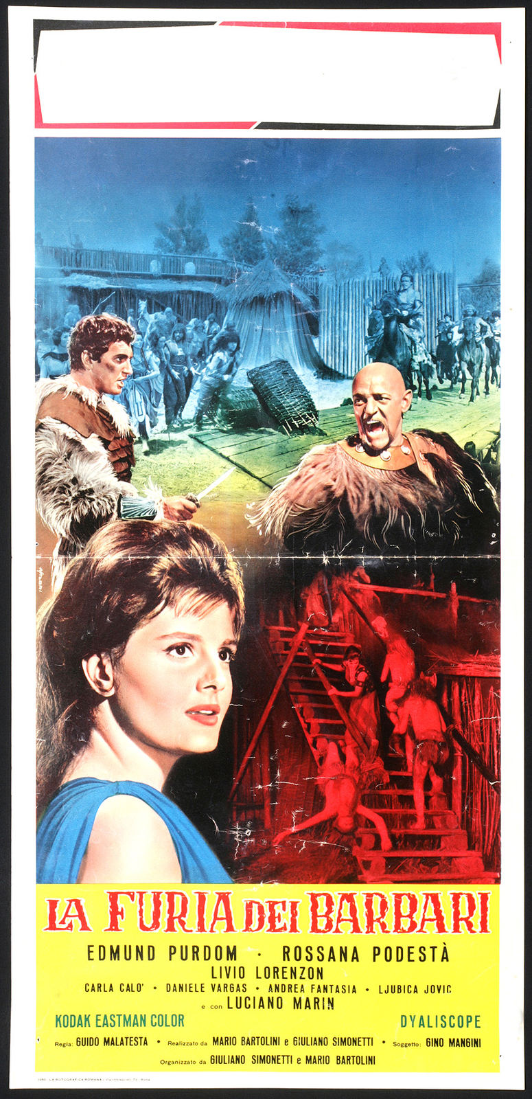 Locandina originale film La furia dei barbari (1960) - Regia di Guido Malatesta