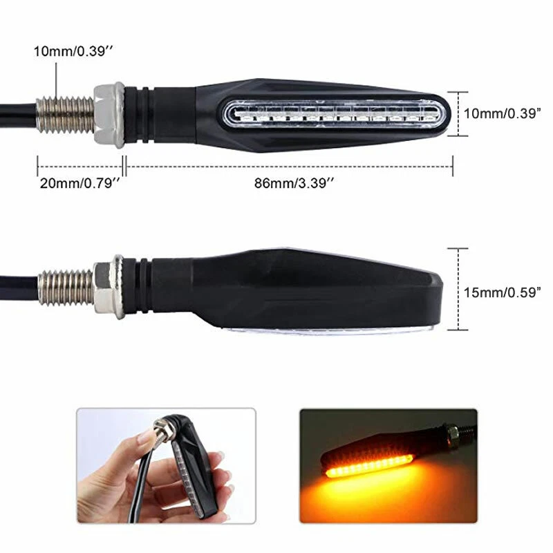 Luces indicadoras de flujo de señal de giro LED para motocicleta Yamaha Cruiser Off Road Foto 3 de 4