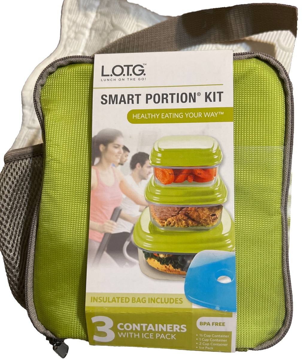 Lunch On The Go Smart Portion Kit Insulated Lunch Bag w/ Ice Pack
