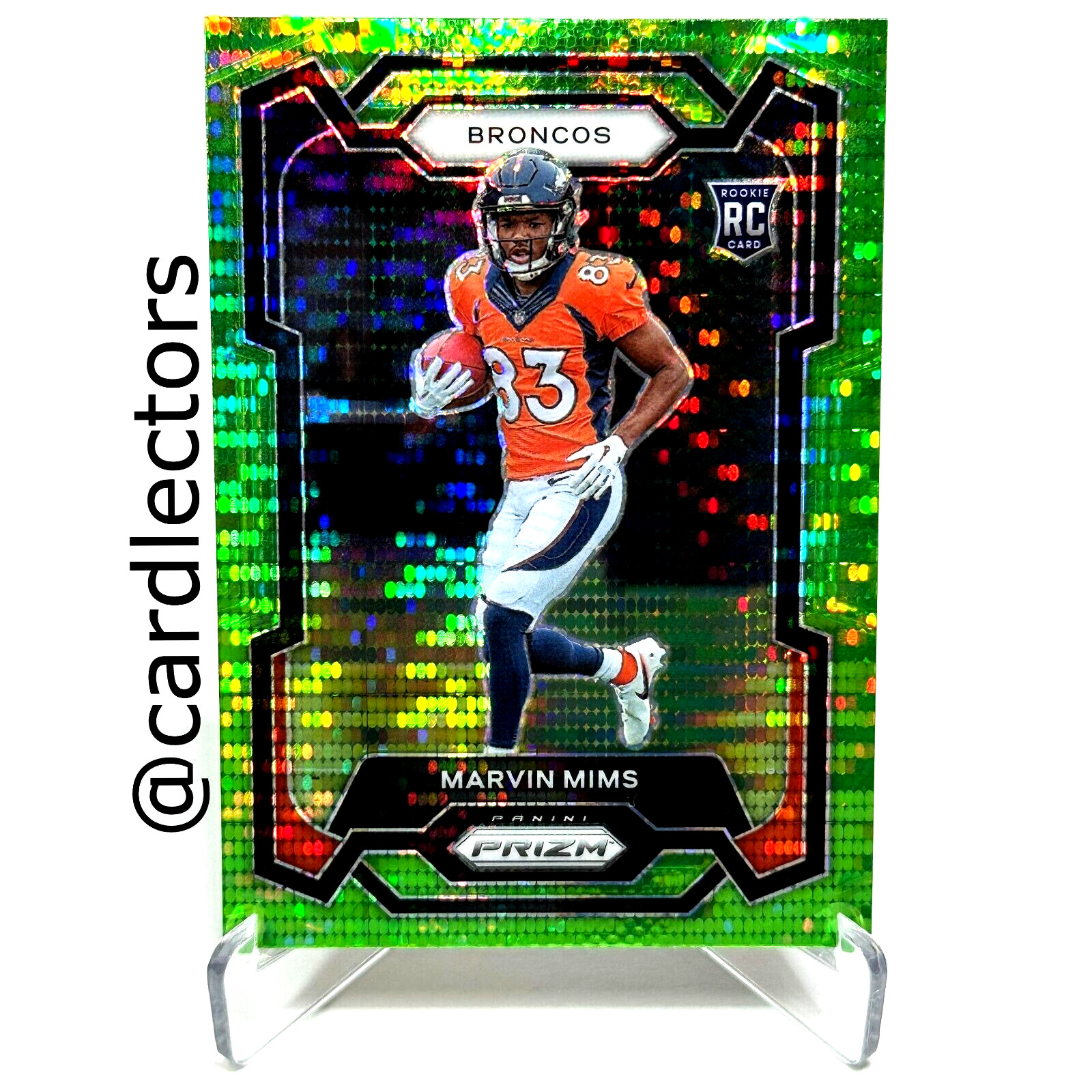 2023 Panini PRIZM Football MARVIN MIMS #327 RC Neon Green Pulsar PRIZM BRONCOS