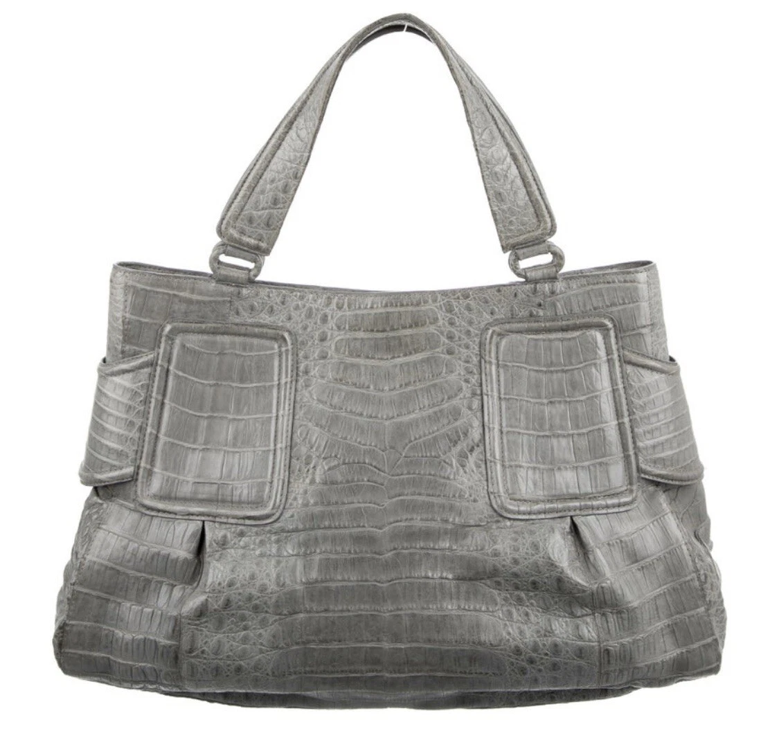 Nancy Gonzales Bag in Gray Corocdile