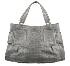 Nancy Gonzalez Gray Crocodile Hand Bag