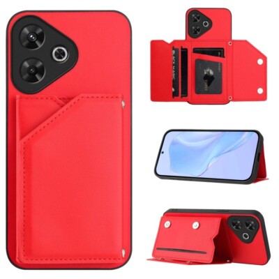 For Redmi Note 13R / Redmi 13 Skin Feel Four Card Slots Phone Case with Wrist