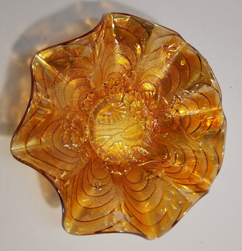 Vintage Glasschale kaiserlich orange irisierend Karneval - Bild 2 von 9