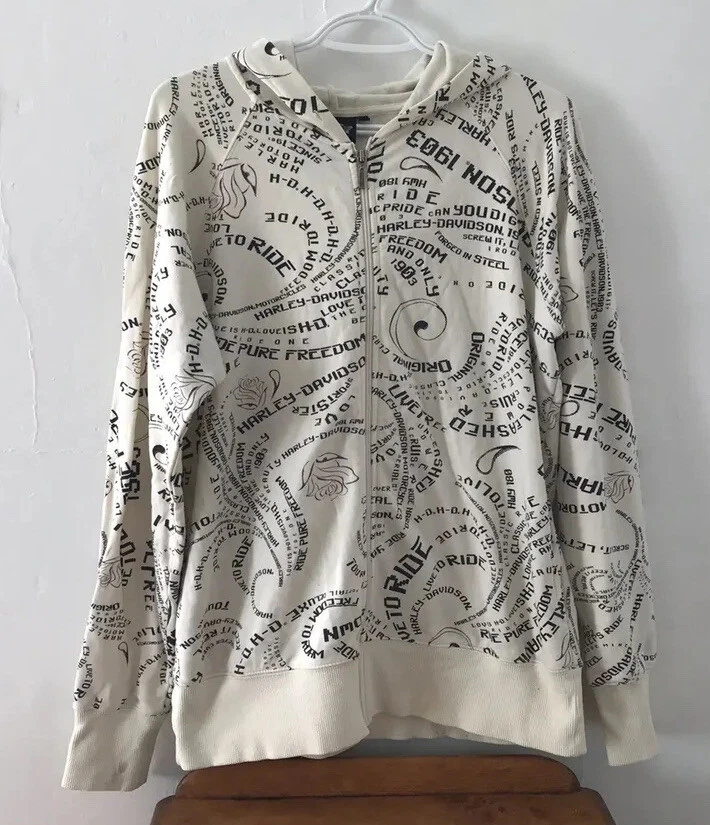 Harley Davidson Zip Up Sweater Large Ladies Roses Bike Love is HD Freedom