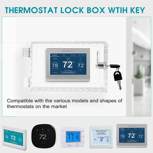 Thermostat Cover, Universal Thermostat Lock Box With Lock,Clear Large Thermostat - Picture 4 of 9