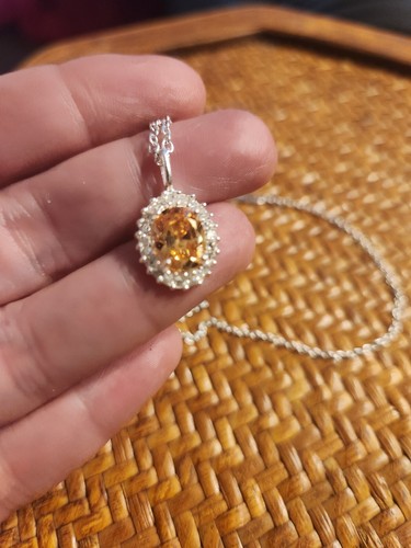 Citrine! 925 Sterling silver chain & pendant with Citrine stone - Afbeelding 3 van 6