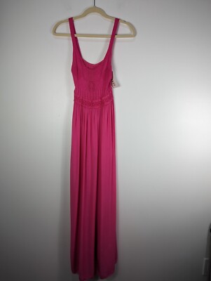 Italy Moda, Made In Italy Viscose Spaghtti Strap Pink Flowy Maxi Dress Barbie 