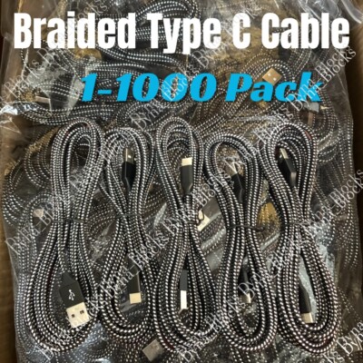 Braided USB Type-C Fast Charging Charger Cable Cord Lot For Samsung iPhone 15 16