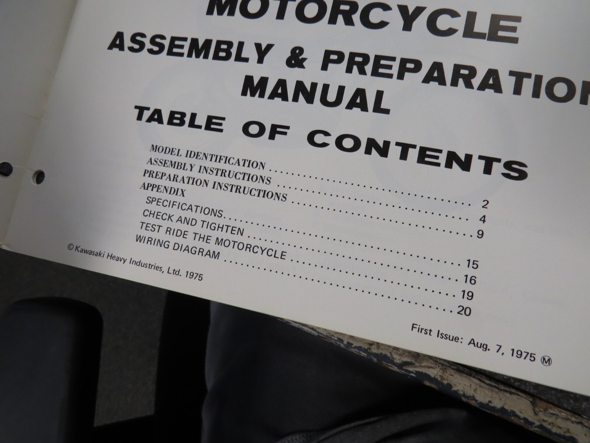 Kawasaki Factory Assembly Preparation Manual 1977 KX125 A3 99997