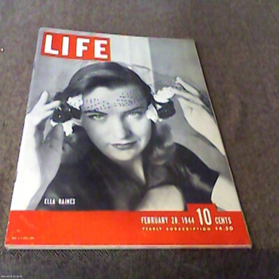 Vintage Life Magazine, February 28, 1944, COVER ELLA RAINES, also in this issue: