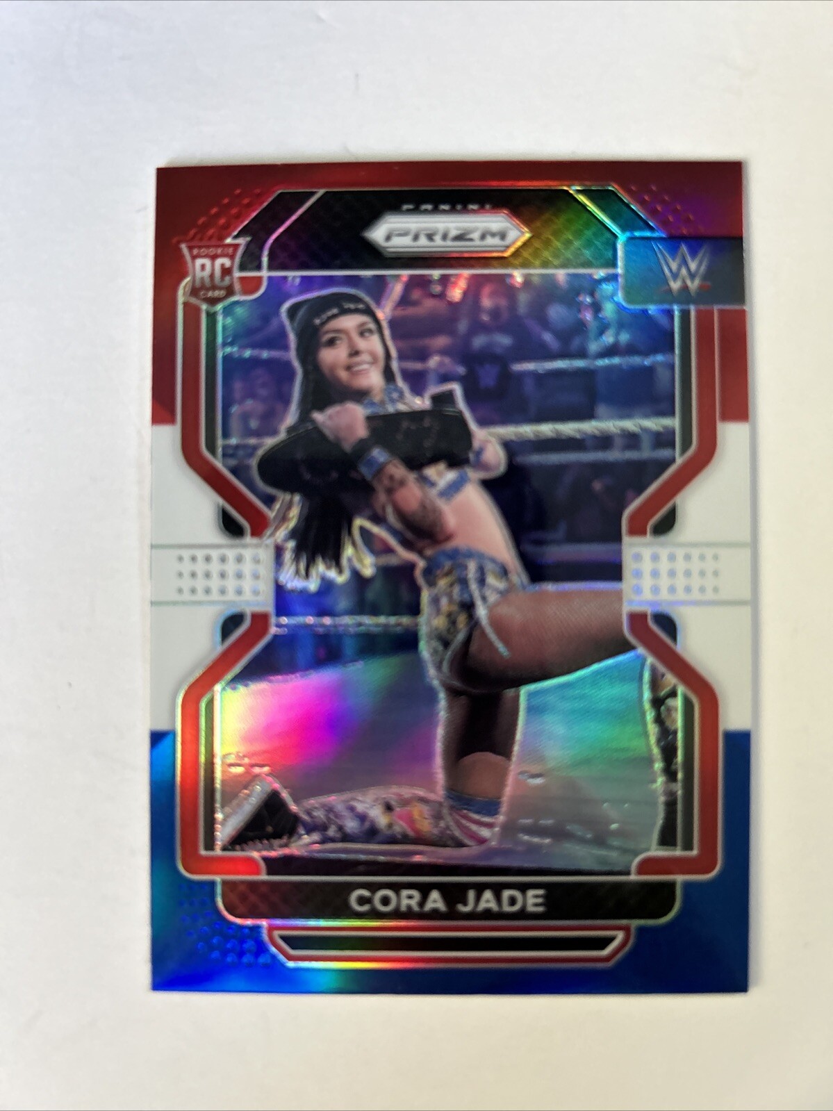 2022 Panini Prizm WWE Cora Jade #188 Red White & Blue Prizm Rookie Card