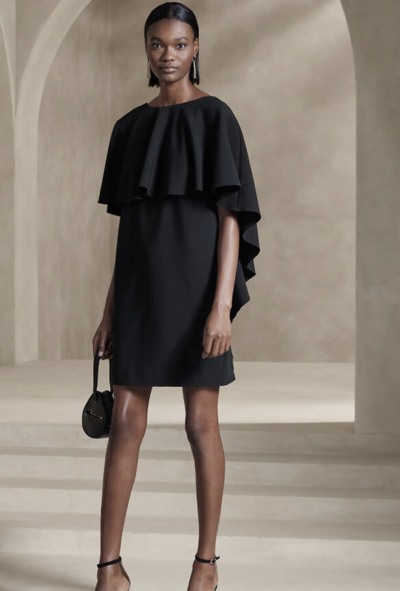 banana republic black ruffle dress NWT Forte Mini Sz Large #755509 Mini dress