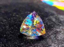 Piedra preciosa suelta certificada corte trillón color arco iris topacio místico natural 70 quilates+