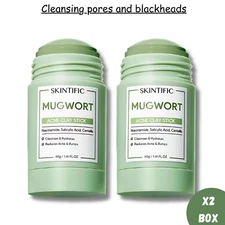 2x SKINTIFIC Mugwort Acne Clay Mask Stick 40g Reduces Redness, Inflammation