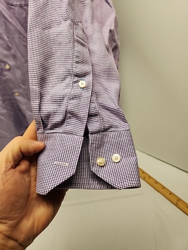 Tommy Bahama Mens Dress Shirt Size 16 1/2 32-33 Long Sleeve Purple Check - Picture 3 of 9