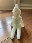 FENTON Art Glass 4.5" Sitting CLOWN Handpainted, Signed by Artist, Floral Design