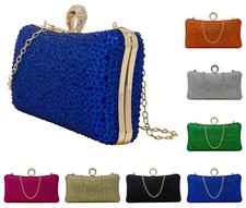 Dimante Damen-Abend-Clutch vorne/hinten schicke Schulterkette Handtasche 819