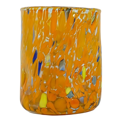 Murano Glass Shot Orange Multi Millefiori Venice Italy Handmade - Picture 6 of 6