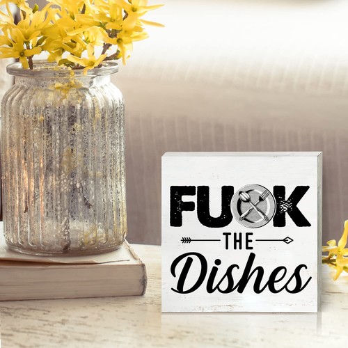 Humor Kitchen Quote Wooden Box Sign with Saying Desk Decor 5 x 5 Inch Kitchen... - Picture 5 of 5