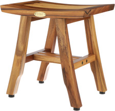 Satori 14 Inch Shaving Waterproof Teak Wood Shower Bench Stool Seat Chair for in