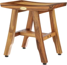 Satori 14 Inch Shaving Waterproof Teak Wood Shower Bench Stool Seat Chair for in