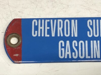 ORIGINAL Vintage CHEVRON SUPREME GASOLINE Porcelain Gas Pump Oil
