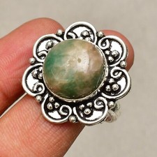 Green Aventurine Gemstone 925 Sterling Silver Jewelry Ring Size 7