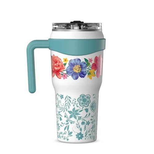 Pioneer Woman Tumbler Stainless Steel Insulated Brilliant Blooms 40oz White - Picture 3 of 5