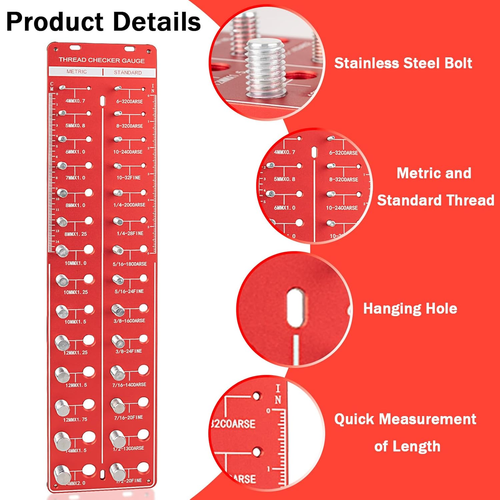 Thread Checker 28 Nut Bolt Professional Identifier Gauge Pre-Drilled Mounting - Picture 2 of 7