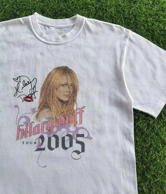 Hilary Duff Singer Tour Signed T-Shirt Cotton For Men Women QA1737