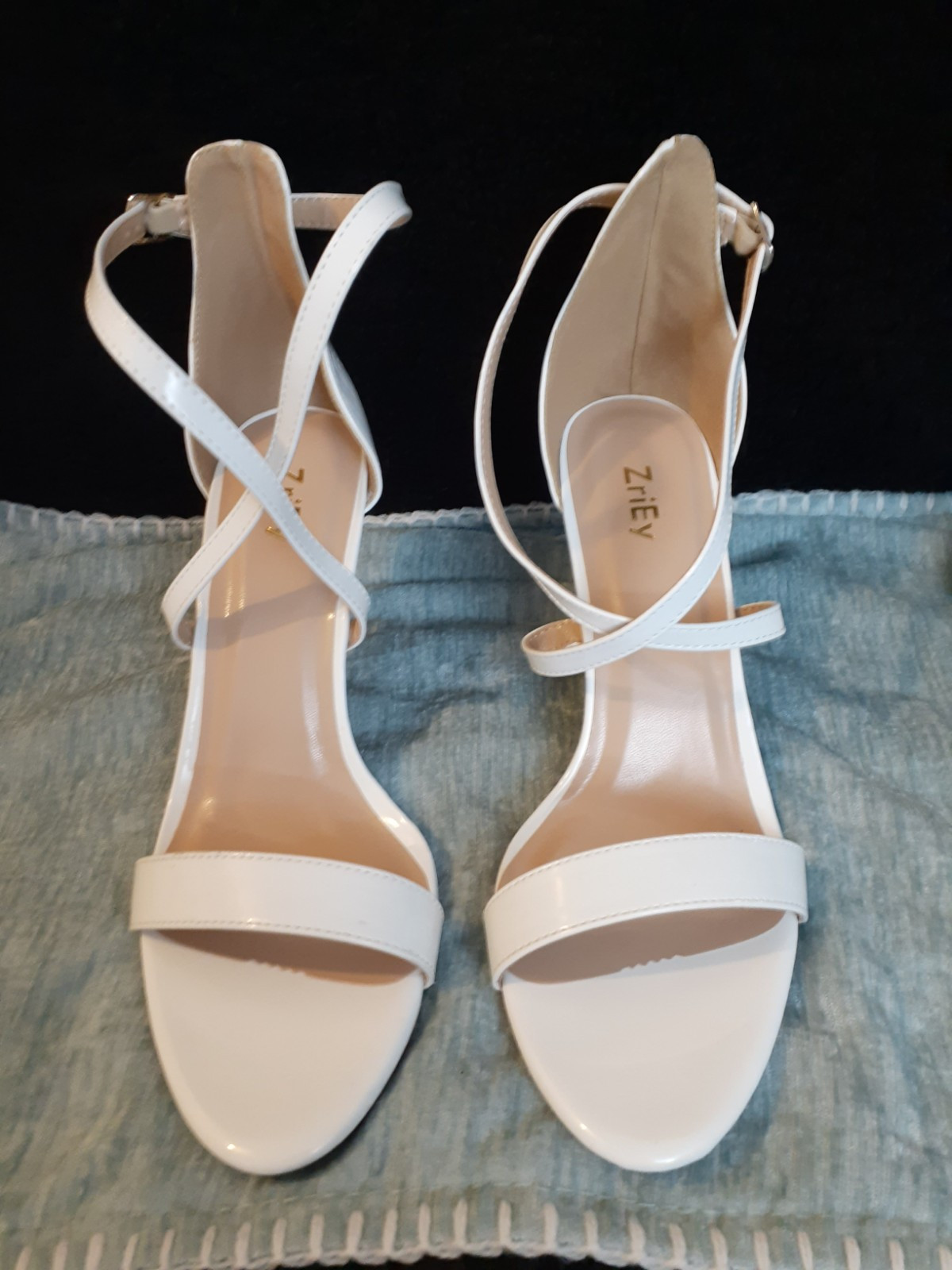 ZriEy Heels Womens Size 9 M White High Heels Stiletto Ankle Strap Open Toe Shoes