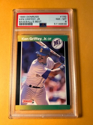 PSA 8 1989 DONRUSS BASEBALLS BEST #192 KEN GRIFFEY JR ROOKIE RC CARD